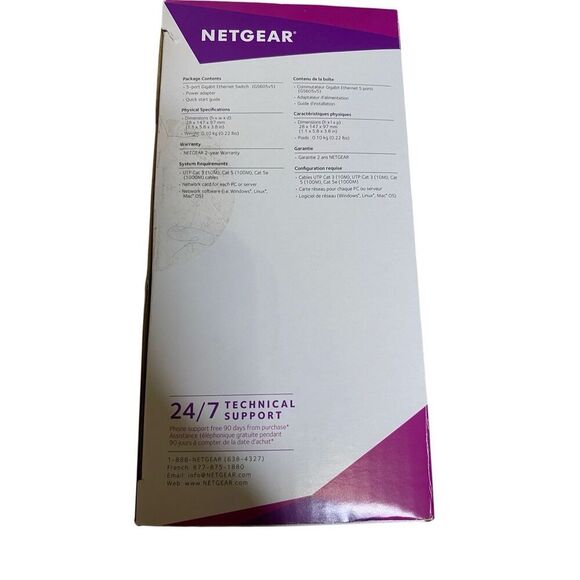 Netgear GS605 5 Port Gigabit Ethernet Switch With Power Adapter Ethernet Cord - Picture 7 of 16